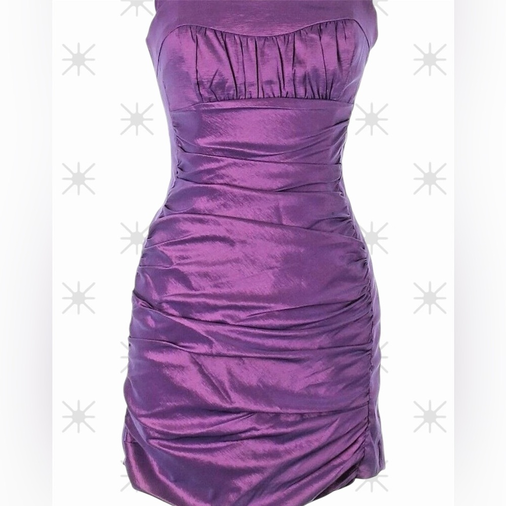 Jessica McClintock Satin mini dress in Vibrant Plum Purple - Parties, dates, etc